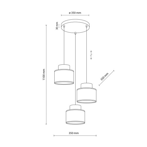 Lampa wisząca nowoczesna boho skandynawska abażur materiałowy juta biała TK Lighting Duo 2594 3x15W E27