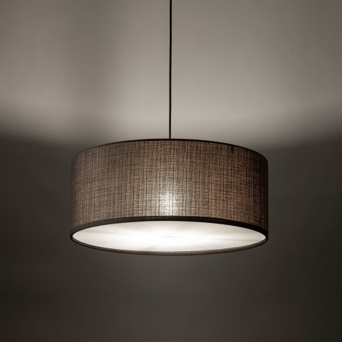 Lampa wisząca nowoczesna boho loft skandynawska abażur materiałowy brązowa czarna TK Lighting Earth 10101 3x15W E27