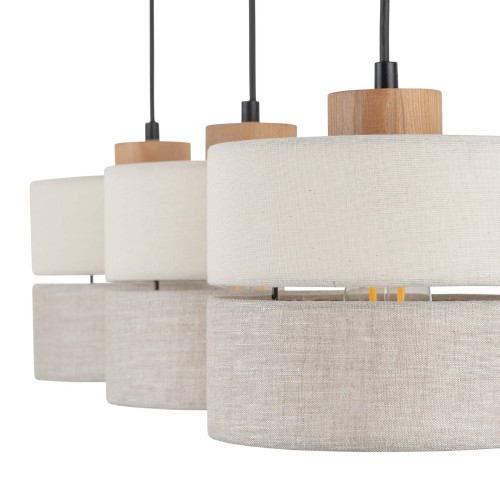 Tk Lighting Eco 5771 lampa wisząca 3x15W E27 czarna drewniana
