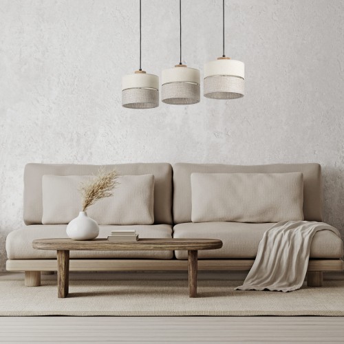 Tk Lighting Eco 5771 lampa wisząca 3x15W E27 czarna drewniana