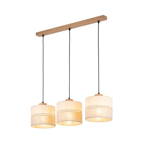Tk Lighting Eco 5771 lampa wisząca 3x15W E27 czarna drewniana