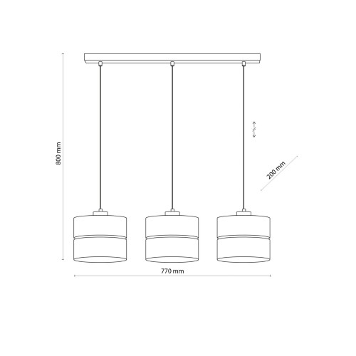 Tk Lighting Eco 5771 lampa wisząca 3x15W E27 czarna drewniana