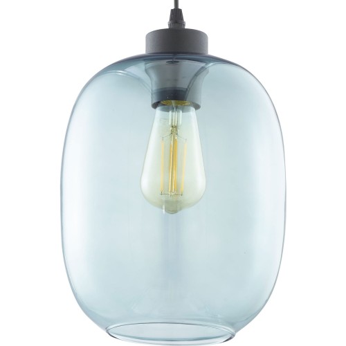 TK Lighting Elio 3182 lampa wisząca ze szklanym kloszem 1x60W E27 niebieska czarna