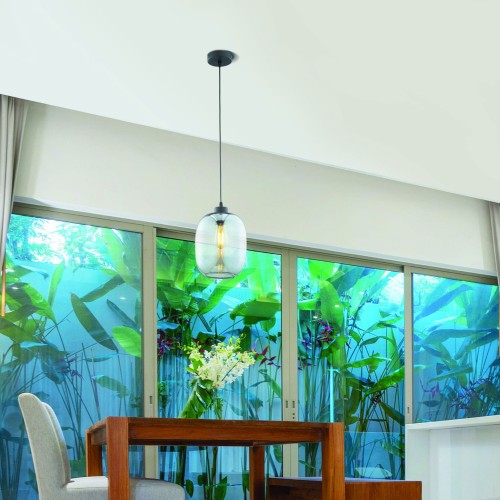 TK Lighting Elio 3182 lampa wisząca ze szklanym kloszem 1x60W E27 niebieska czarna