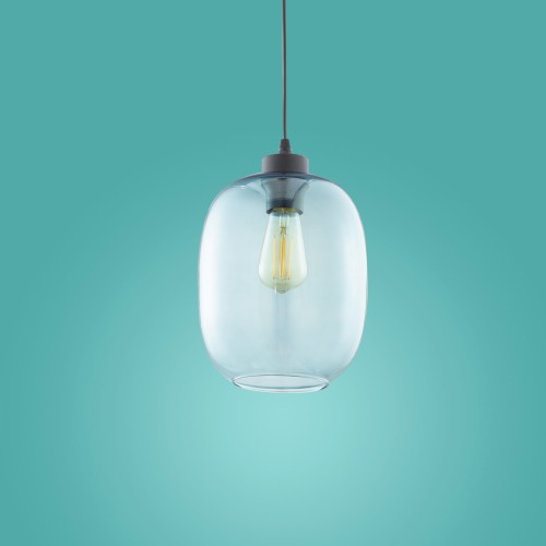 TK Lighting Elio 3182 lampa wisząca ze szklanym kloszem 1x60W E27 niebieska czarna