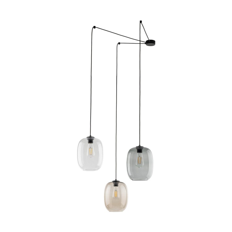 Lampa wisząca nowoczesna skandynawska pająk klosz szklany multikolor czarna TK Lighting Elio 5972 3x15W E27