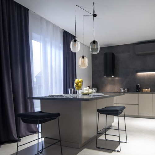 Lampa wisząca nowoczesna skandynawska pająk klosz szklany multikolor czarna TK Lighting Elio 5972 3x15W E27