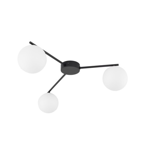 Plafon nowoczesny elegancki skandynawski pręty klosz szklany czarny biały TK Lighting Elton 10261 3x15W E27