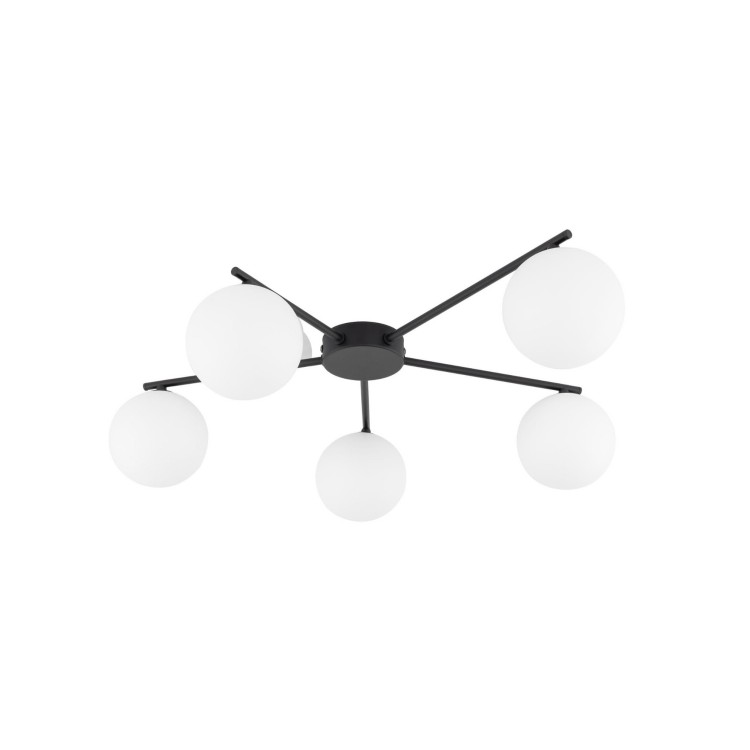Plafon nowoczesny elegancki skandynawski pręty klosz szklany czarny TK Lighting Elton 10262 5x15W E27
