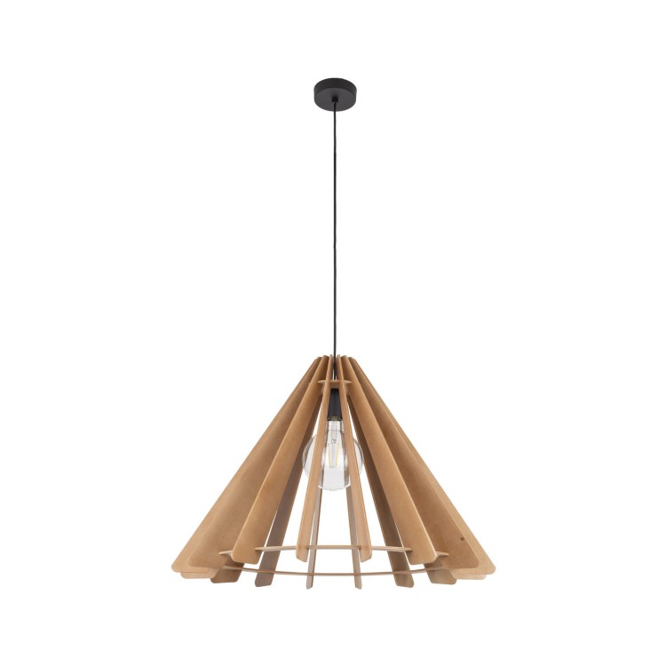 Lampa wisząca nowoczesna elegancka ażurowa klosz drewniany stożek drewniana czarna TK Lighting Eris 6611 1x15W E27