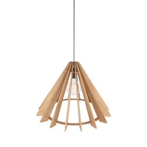 Lampa wisząca nowoczesna elegancka ażurowa klosz drewniany stożek drewniana czarna TK Lighting Eris 6611 1x15W E27
