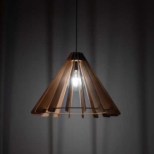 Lampa wisząca nowoczesna elegancka ażurowa klosz drewniany stożek drewniana czarna TK Lighting Eris 6611 1x15W E27