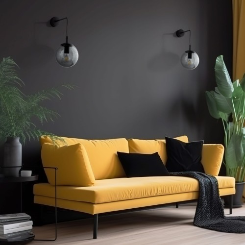 Kinkiet nowoczesny elegancki loft industrialny klosz szklany kula grafitowy czarny TK Lighting Esme 5386 1x15W E27