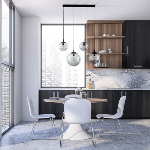 Lampa wisząca nowoczesna elegancka loft industrialna klosz szklany kule grafitowa czarna TK Lighting Esme 5381 4x15W E27
