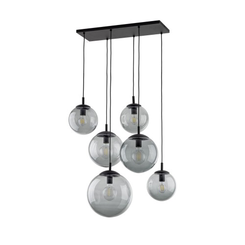 Lampa wisząca nowoczesna elegancka loft industrialna klosz szklany kule grafitowa czarna TK Lighting Esme 5384 6x15W E27