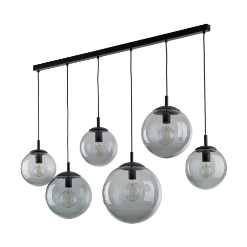 Lampa wisząca nowoczesna elegancka loft industrialna klosz szklany kule grafitowa czarna TK Lighting Esme 5383 6x15W E27