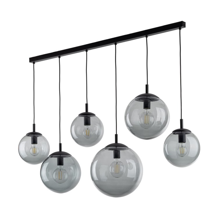 Lampa wisząca nowoczesna elegancka loft industrialna klosz szklany kule grafitowa czarna TK Lighting Esme 5383 6x15W E27