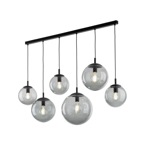 Lampa wisząca nowoczesna elegancka loft industrialna klosz szklany kule grafitowa czarna TK Lighting Esme 5383 6x15W E27