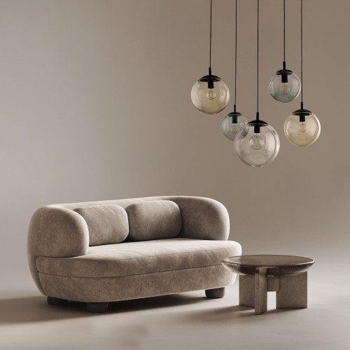 Lampa wisząca nowoczesna elegancka loft industrialna klosz szklany kule multikolor czarna TK Lighting Esme 4796 5x15W E27