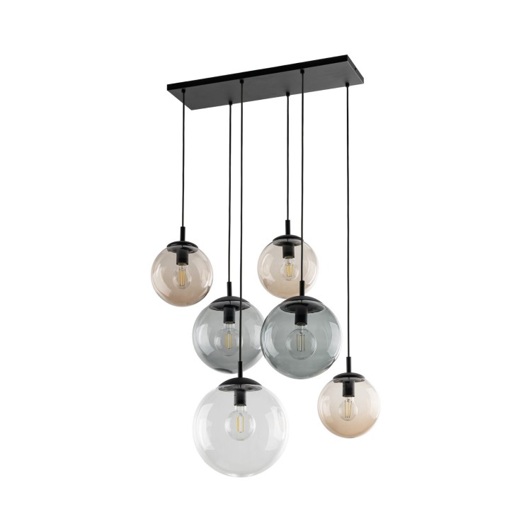 Lampa wisząca nowoczesna elegancka loft industrialna klosz szklany kule multikolor czarna TK Lighting Esme 4819 6x15W E27