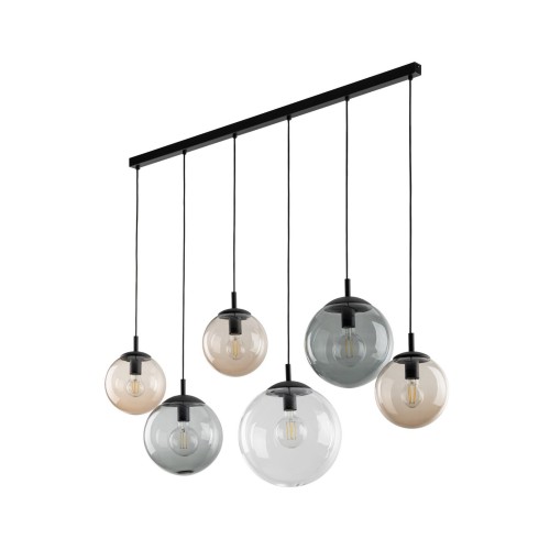 Lampa wisząca nowoczesna elegancka loft industrialna klosz szklany kule multikolor czarna TK Lighting Esme 4797 6x15W E27