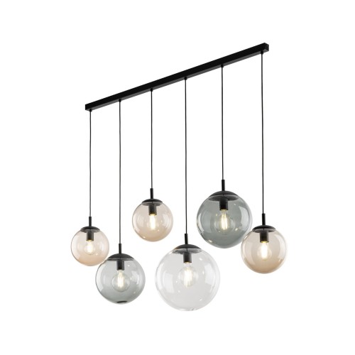Lampa wisząca nowoczesna elegancka loft industrialna klosz szklany kule multikolor czarna TK Lighting Esme 4797 6x15W E27