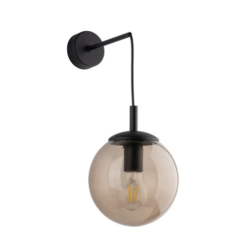 Kinkiet nowoczesny elegancki loft industrialny klosz szklany kula topaz czarny TK Lighting Esme 5389 1x15W E27