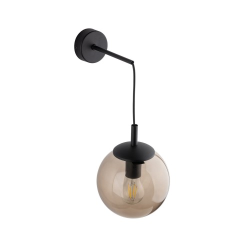 Kinkiet nowoczesny elegancki loft industrialny klosz szklany kula topaz czarny TK Lighting Esme 5389 1x15W E27