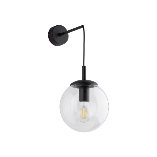 Kinkiet nowoczesny elegancki loft industrialny klosz szklany kula transparentny czarny TK Lighting Esme 5387 1x15W E27