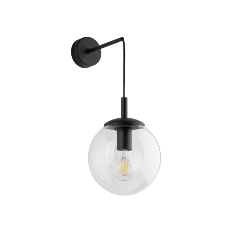 Kinkiet nowoczesny elegancki loft industrialny klosz szklany kula transparentny czarny TK Lighting Esme 5387 1x15W E27