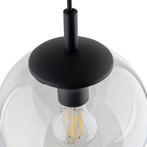 Lampa wisząca nowoczesna elegancka loft industrialna klosz szklany kula transparentna czarna TK Lighting Esme 3267 1x15W E27