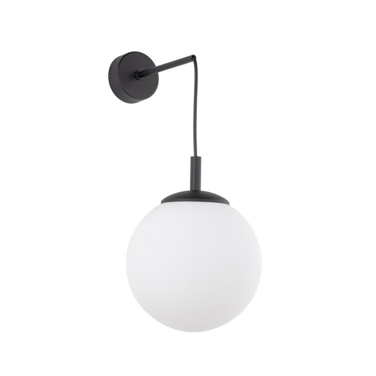 Kinkiet nowoczesny elegancki loft industrialny klosz szklany kula biały czarny TK Lighting Esme 5388 1x15W E27