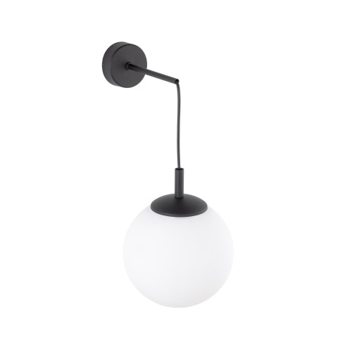 Kinkiet nowoczesny elegancki loft industrialny klosz szklany kula biały czarny TK Lighting Esme 5388 1x15W E27