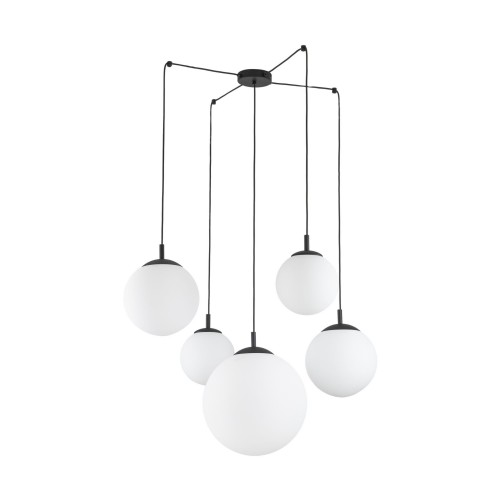 Lampa wisząca nowoczesna elegancka loft industrialna pająk klosz szklany kule biała czarna TK Lighting Esme 4791 5x15W E27
