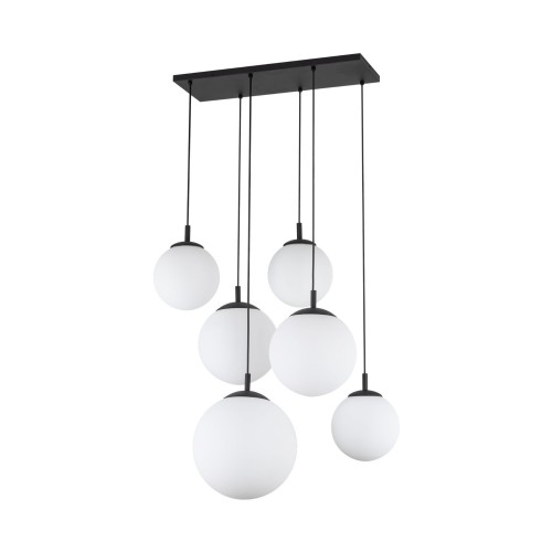 Lampa wisząca nowoczesna elegancka loft industrialna klosz szklany kule biała czarna TK Lighting Esme 4793 6x15W E27