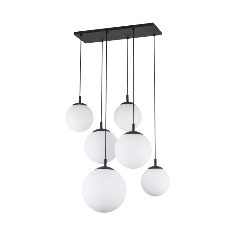 Lampa wisząca nowoczesna elegancka loft industrialna klosz szklany kule biała czarna TK Lighting Esme 4793 6x15W E27