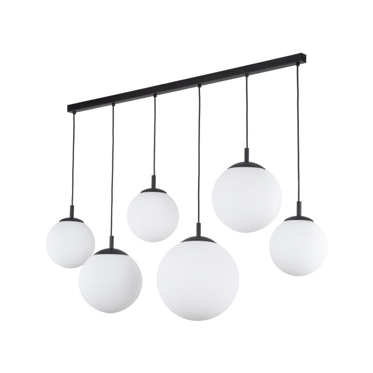 Lampa wisząca nowoczesna elegancka loft industrialna klosz szklany kule biała czarna TK Lighting Esme 4792 6x15W E27