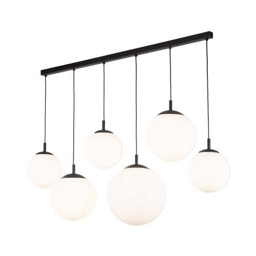Lampa wisząca nowoczesna elegancka loft industrialna klosz szklany kule biała czarna TK Lighting Esme 4792 6x15W E27