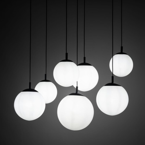 Lampa wisząca nowoczesna elegancka loft industrialna pająk klosz szklany kule biała czarna TK Lighting Esme 4794 7x15W E27
