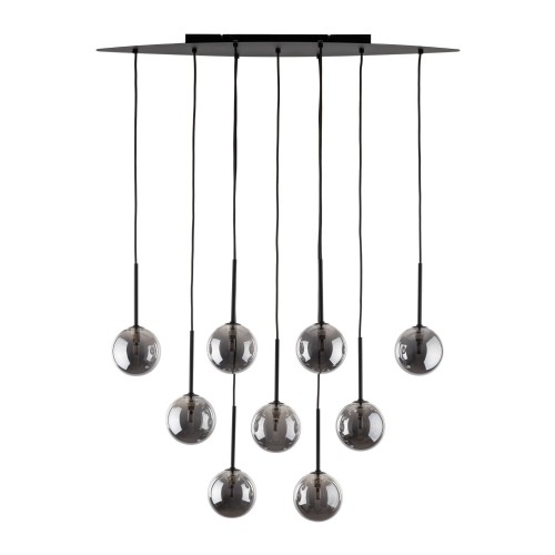 Lampa wisząca nowoczesna elegancka loft industrialna klosz szklany kule czarna grafitowa TK Lighting Estera 6148 9x6W G9
