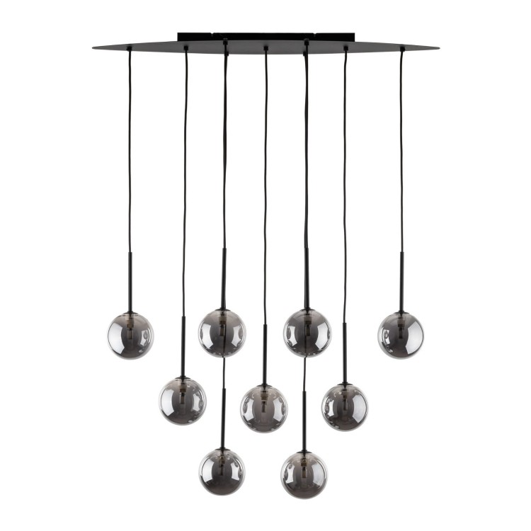 Lampa wisząca nowoczesna elegancka loft industrialna klosz szklany kule czarna grafitowa TK Lighting Estera 6148 9x6W G9