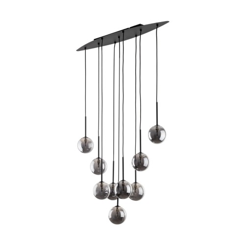 Lampa wisząca nowoczesna elegancka loft industrialna klosz szklany kule czarna grafitowa TK Lighting Estera 6148 9x6W G9