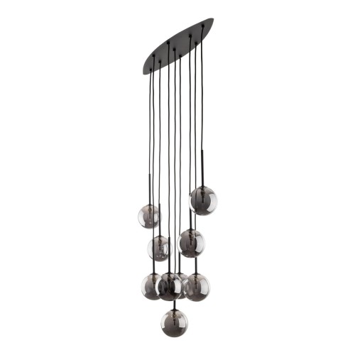 Lampa wisząca nowoczesna elegancka loft industrialna klosz szklany kule czarna grafitowa TK Lighting Estera 6148 9x6W G9
