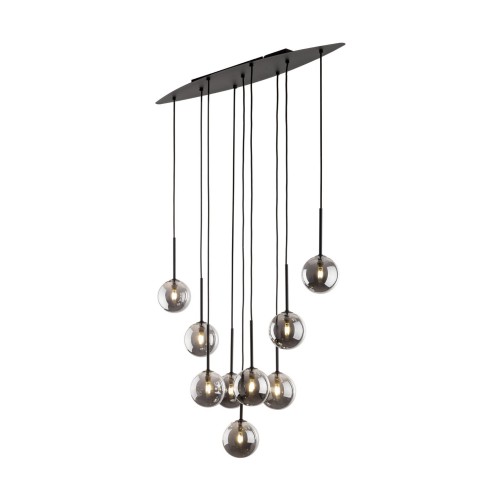 Lampa wisząca nowoczesna elegancka loft industrialna klosz szklany kule czarna grafitowa TK Lighting Estera 6148 9x6W G9