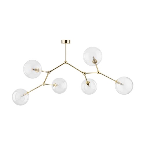 Lampa wisząca nowoczesna elegancka skandynawska glamour pręty klosz szklany kule złota transparentna TK Lighting Lampa 10071 6x6W G9