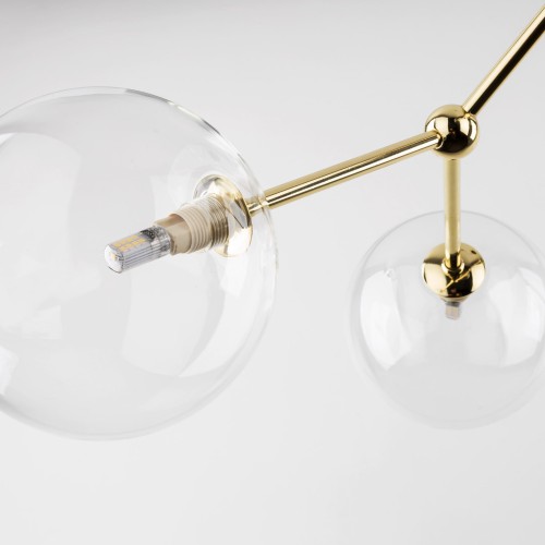 Lampa wisząca nowoczesna elegancka skandynawska glamour pręty klosz szklany kule złota transparentna TK Lighting Lampa 10071 6x6W G9
