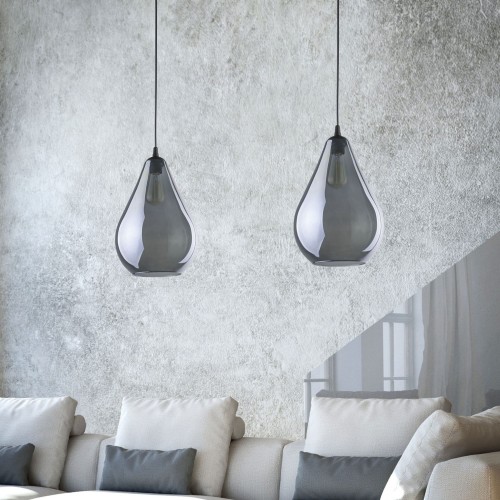 Lampa wisząca szklany klosz TK Lighting Fuente 2326 1x60W E27 grafit lustrzany czarny
