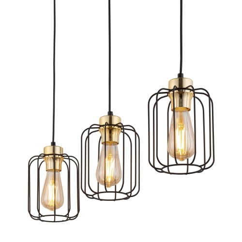 Tk Lighting Galaxy 4716 lampa wisząca 3x15W E27 czarna złota