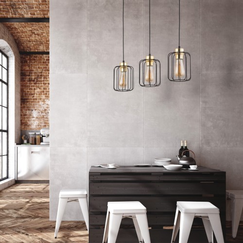 Tk Lighting Galaxy 4716 lampa wisząca 3x15W E27 czarna złota