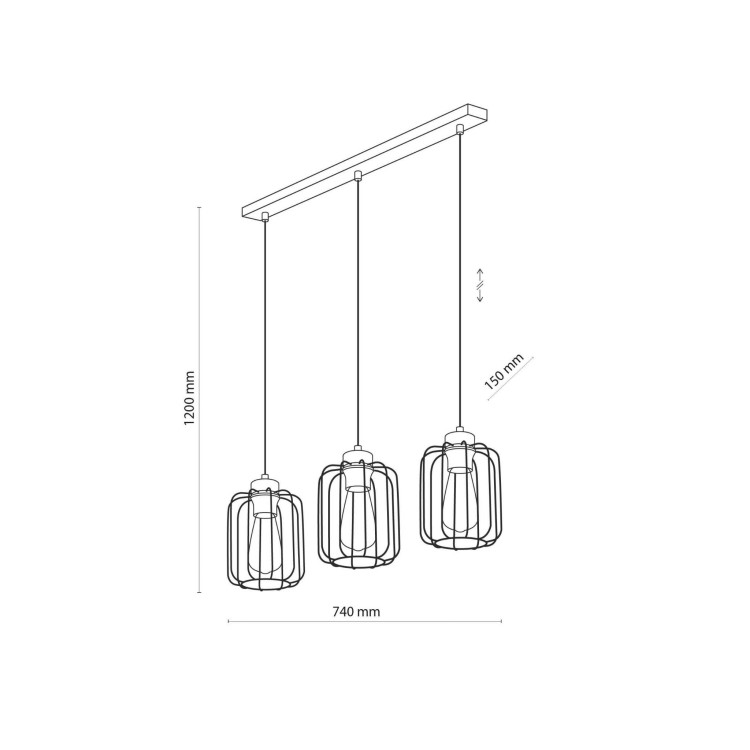 Kinkiet nowoczesny elegancki industrialny loft patyk klosz materiałowy czarny TK Lighting Glorii 6639 1x15W E27